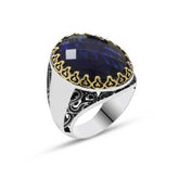 Silver Blue Zircon Stone Men's Ring