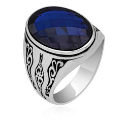 Silver Blue Zircon Stone Men's Ring