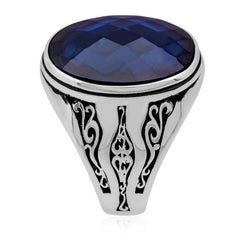 Silver Blue Zircon Stone Men's Ring