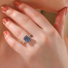 Silver Blue Zircon Stone Women's Ring