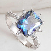 Silver Blue Zircon Stone Women's Ring