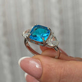 Silver Blue Zircon Stone Women's Ring
