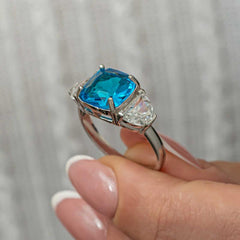 Silver Blue Zircon Stone Women's Ring