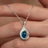 Silver Blue Zircon Stone Globe Women's Necklace