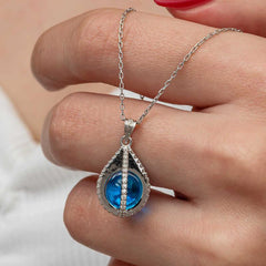 Silver Blue Zircon Stone Globe Women's Necklace