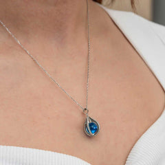 Silver Blue Zircon Stone Globe Women's Necklace