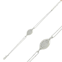 Bracelet femme en argent et pierre blanche