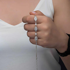 Silver Shuttle Zircon Stone Women's Bracelet