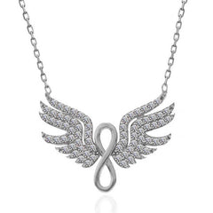 Silver Angel Wing Infinity Necklace for Women