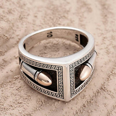Silver Bullet Motif Men's Ring