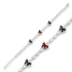 Silver Enamel Butterfly Women's Bracelet