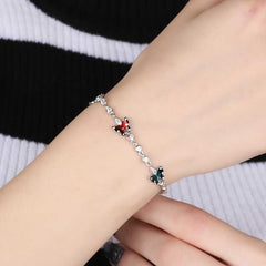 Silver Enamel Butterfly Women's Bracelet