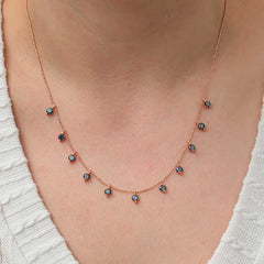 Silver Mystic Topaz Stone Rose Luck Women's Necklace