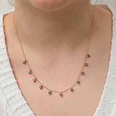 Silver Mystic Topaz Stone Rose Luck Women's Necklace