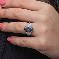 Silver Mystic Zircon Stone Women's Ring