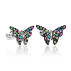 Boucles d'oreilles papillon en argent mélangé
