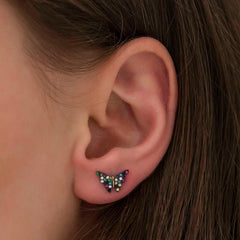 Boucles d'oreilles papillon en argent mélangé