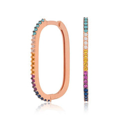 Silver Mix Stone Hoop Earrings