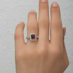 Silver Purple Baguette Stone Women's Ring