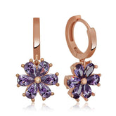 Silver Purple Flower Women's Earrings