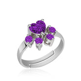 Silver Purple Cat Paw Ring