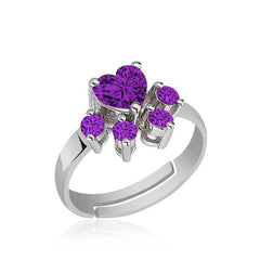 Silver Purple Cat Paw Ring