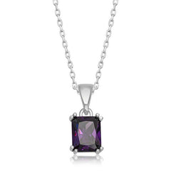 Silver Purple Baguette Stone Women's Necklace