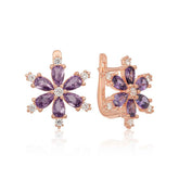 Silver Purple Lotus Flower Women's Earrings