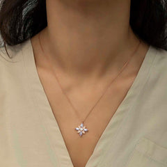 Silver Lilac Stone Hope Flower Necklace