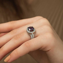 Silver Purple Round Women's Ring