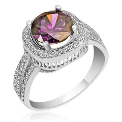Silver Purple Round Women's Ring