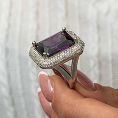Bague pour femme en argent et pierre de zircon violet