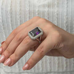Bague pour femme en argent et pierre de zircon violet