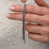 Gümüş Mor Zirkon Taşlı Su Yolu Kadın Bileklik