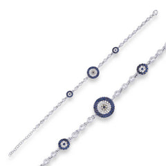 Silver Evil Eye Beaded Bracelet