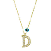 Silver Evil Eye Gold Letter D Women's Necklace