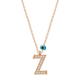 Silver Evil Eye Rose Z Letter Women's Necklace