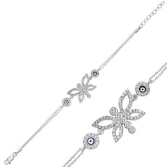 Bracelet papillon mauvais œil en argent pour femme