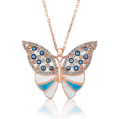 Silver Evil Eye Butterfly Women's Necklace