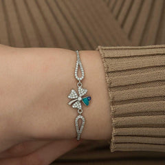 Silver Evil Eye Clover Bracelet