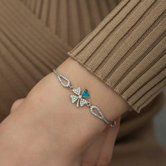 Silver Evil Eye Clover Bracelet