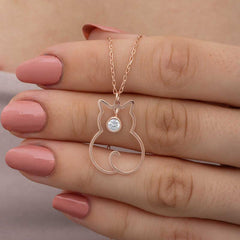 Silver April Birthstone Catwoman Necklace