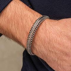 Silver Oxidized Embroidered Men's Bracelet