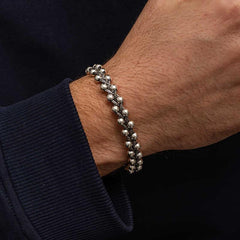 Silver Oxidized Ball Men's Bracelet