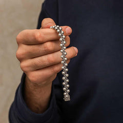 Silver Oxidized Ball Men's Bracelet