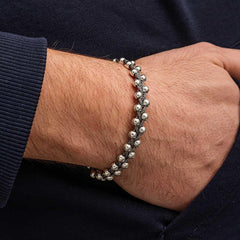 Silver Oxidized Ball Men's Bracelet