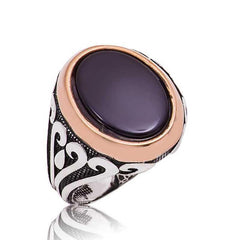 Silver Black Stone Men's Ring