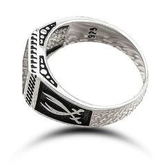 Bague homme épée en argent et pierre d'onyx