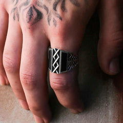 Silver Onyx Stone Men's Ring