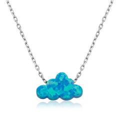 Silver Blue Opal Stone Cloud Women's Necklace